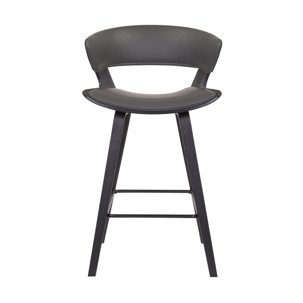 Armen Living Jagger Modern 26" Black Wood and Gray Faux Leather Counter Height Barstool - LCJGBABLGR26