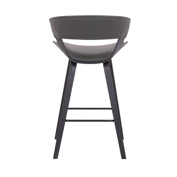 Armen Living Jagger Modern 26" Black Wood and Gray Faux Leather Counter Height Barstool - LCJGBABLGR26