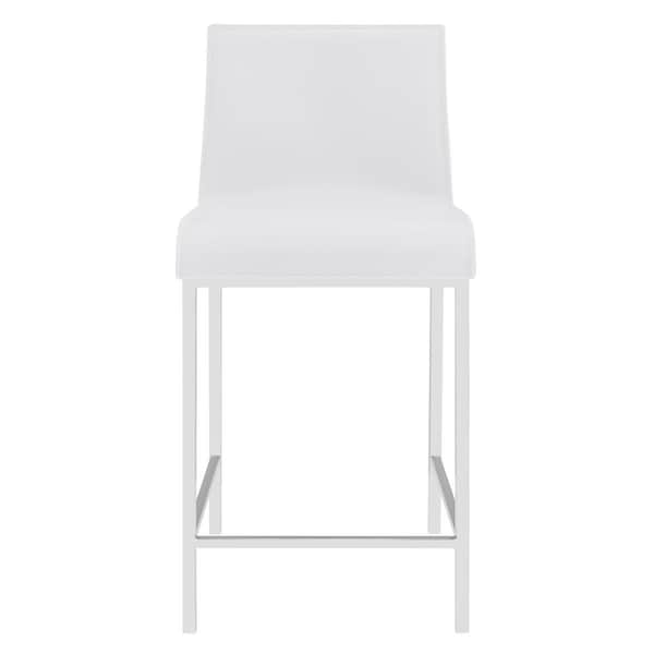 Homeroots Leather & Steel Counter Stools White - Set of 2 - 400591