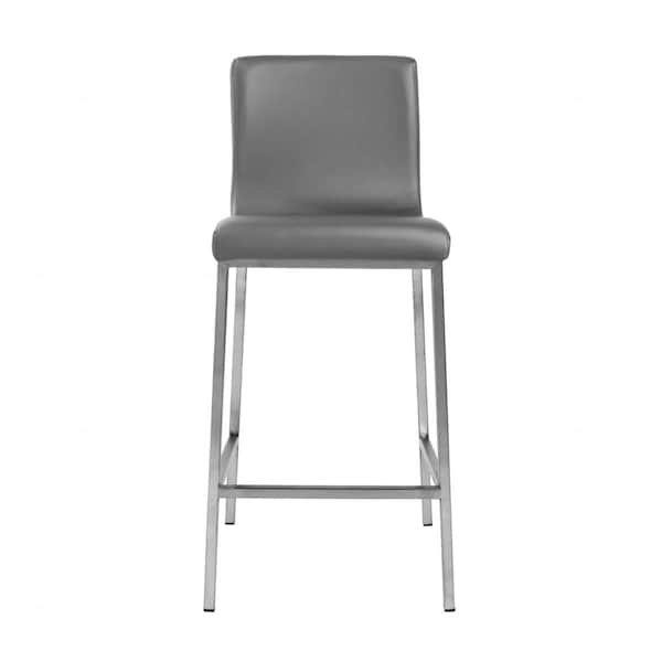 Homeroots Faux Leather & Steel Counter Stools Gray - Set of 2 - 400623