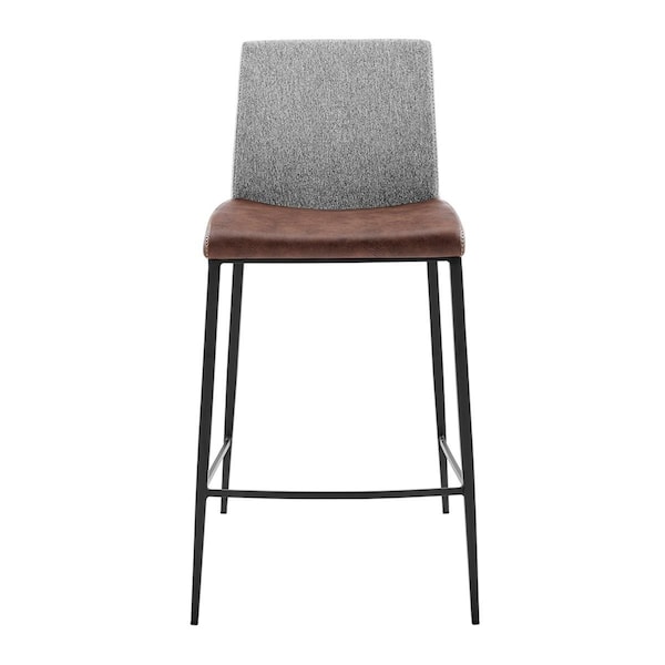 Homeroots Faux Leather & Fabric Counter Stools Light Brown - Set of 2 - 400577