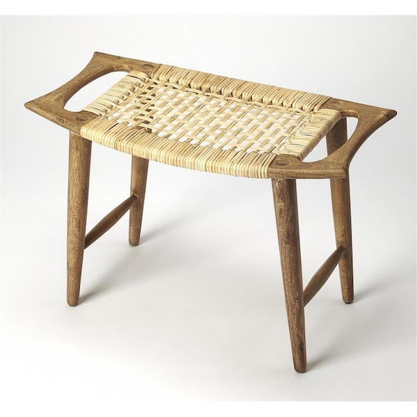 Gfancy Fixtures 17.5 x 25.5 x 14 in. Natural Wood Finish Cane Stool - GF2627624