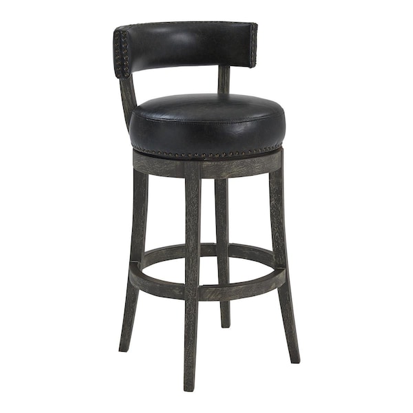 Gfancy Fixtures 26 in. Brown Onyx Faux Leather Swivel Wood Counter Stool - GF3673539