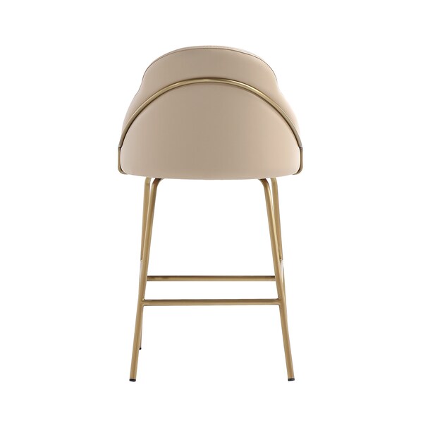 Manhattan Comfort Gracie Counter Stool  in Tan and Gold - Set of 2 - 2-CS019-GTN