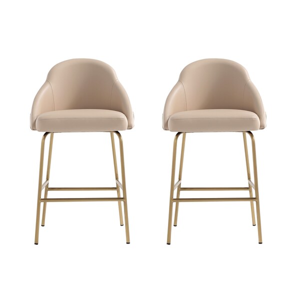 Manhattan Comfort Gracie Counter Stool  in Tan and Gold - Set of 2 - 2-CS019-GTN