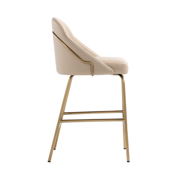 Manhattan Comfort Gracie Counter Stool  in Tan and Gold - Set of 2 - 2-CS019-GTN