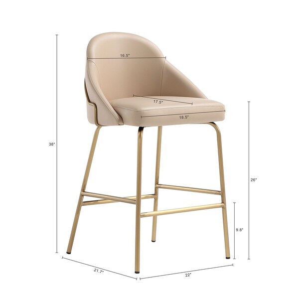 Manhattan Comfort Gracie Counter Stool  in Tan and Gold - Set of 2 - 2-CS019-GTN