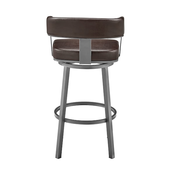 Armen Living Lorin 26" Counter Height Swivel Bar Stool in Java Finish and Chocolate Faux Leather - LCLRBAJVCHO26