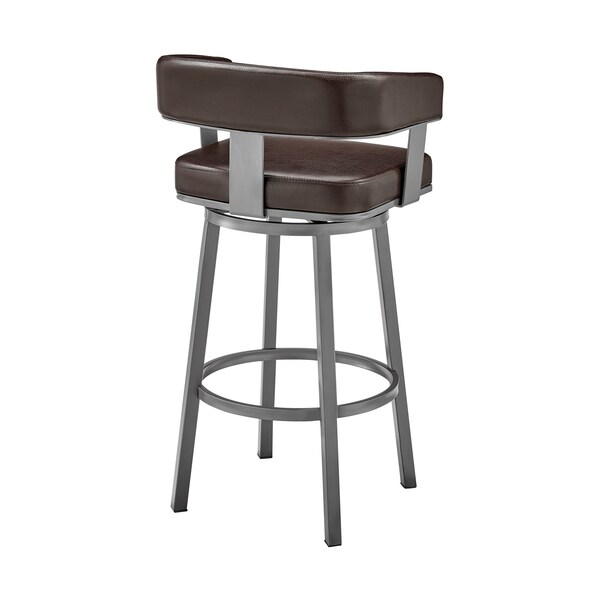 Armen Living Lorin 26" Counter Height Swivel Bar Stool in Java Finish and Chocolate Faux Leather - LCLRBAJVCHO26