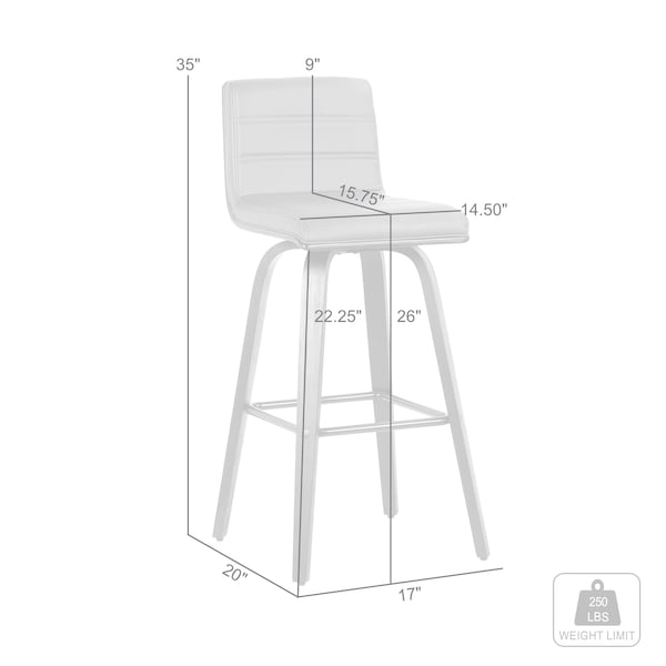Armen Living Vienna 26" Swivel Counter Stool in Walnut Wood Finish with Gray Faux Leather - LCVIBAGRWA26