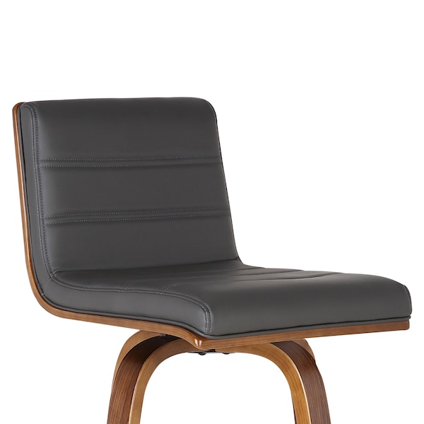 Armen Living Vienna 26" Swivel Counter Stool in Walnut Wood Finish with Gray Faux Leather - LCVIBAGRWA26