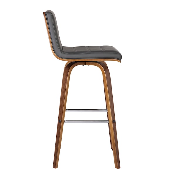 Armen Living Vienna 26" Swivel Counter Stool in Walnut Wood Finish with Gray Faux Leather - LCVIBAGRWA26