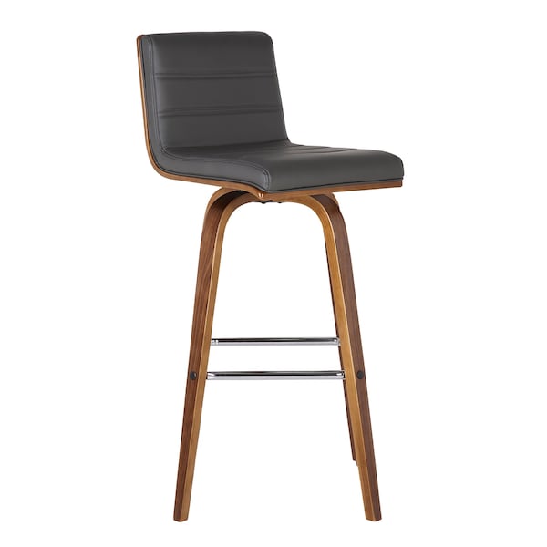 Armen Living Vienna 26" Swivel Counter Stool in Walnut Wood Finish with Gray Faux Leather - LCVIBAGRWA26