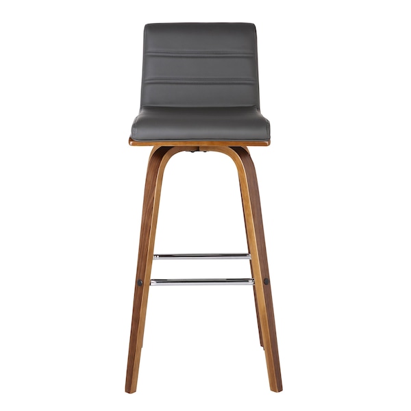 Armen Living Vienna 26" Swivel Counter Stool in Walnut Wood Finish with Gray Faux Leather - LCVIBAGRWA26