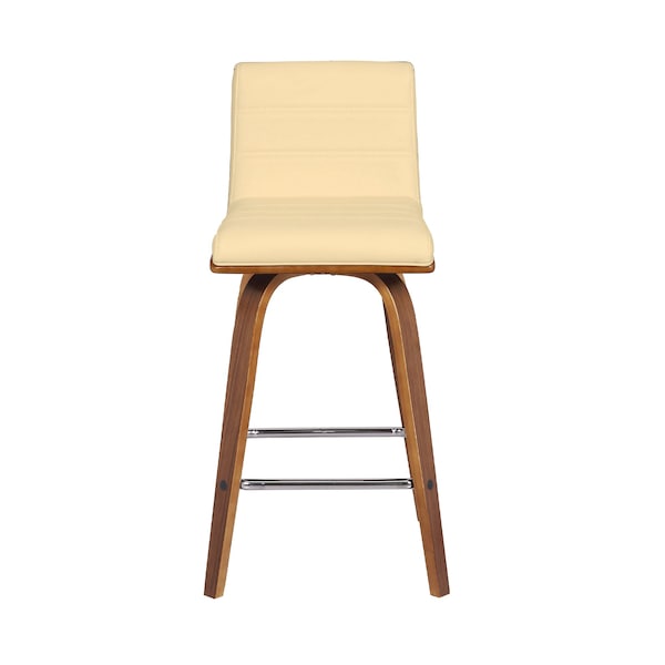 Armen Living Vienna 26" Swivel Counter Stool in Walnut Wood Finish with Cream Faux Leather - LCVIBACRWA26