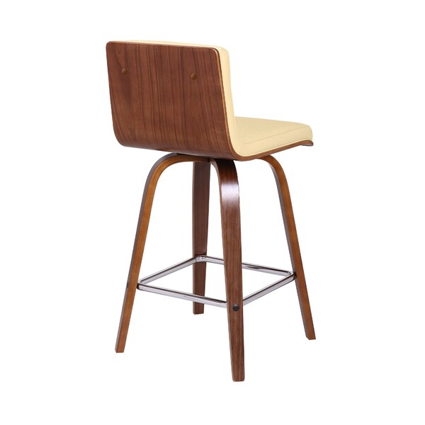 Armen Living Vienna 26" Swivel Counter Stool in Walnut Wood Finish with Cream Faux Leather - LCVIBACRWA26