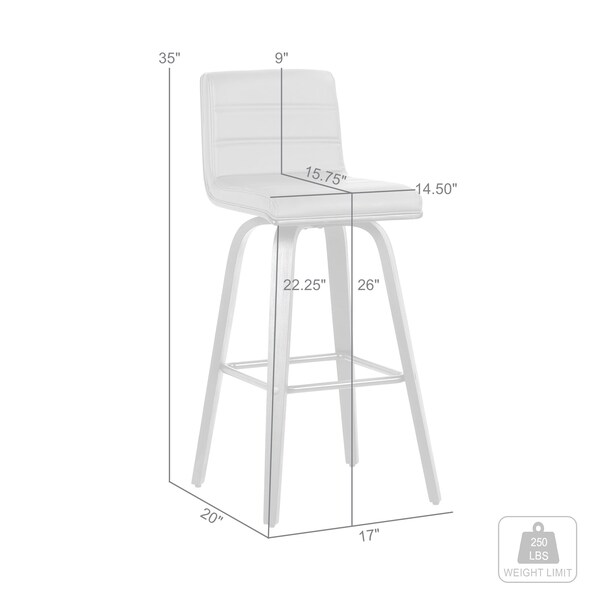 Armen Living Vienna 26" Swivel Counter Stool in Walnut Wood Finish with Cream Faux Leather - LCVIBACRWA26