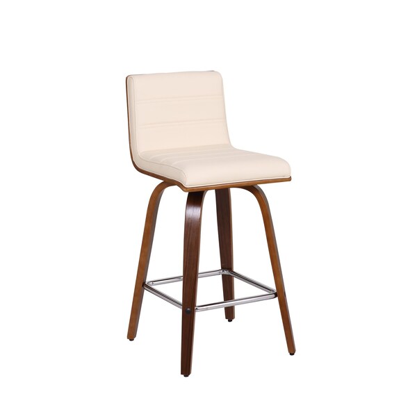 Armen Living Vienna 26" Swivel Counter Stool in Walnut Wood Finish with Cream Faux Leather - LCVIBACRWA26