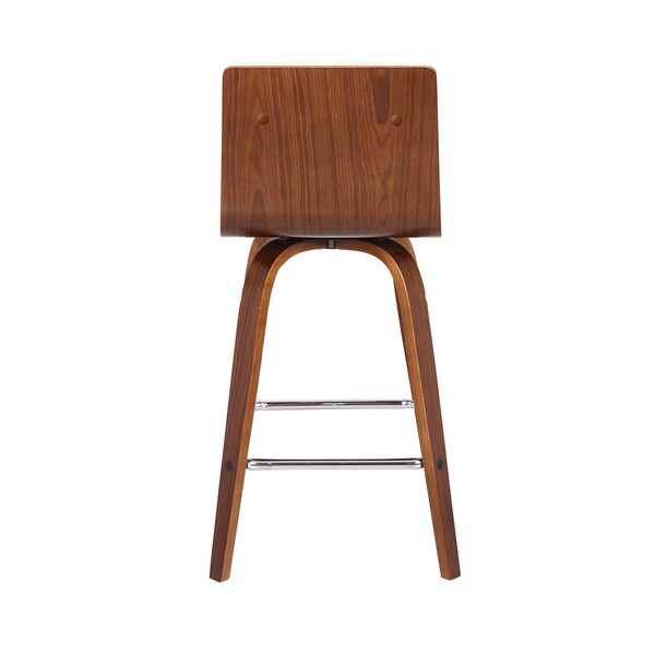 Armen Living Vienna 26" Swivel Counter Stool in Walnut Wood Finish with Cream Faux Leather - LCVIBACRWA26