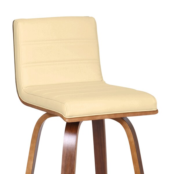 Armen Living Vienna 26" Swivel Counter Stool in Walnut Wood Finish with Cream Faux Leather - LCVIBACRWA26