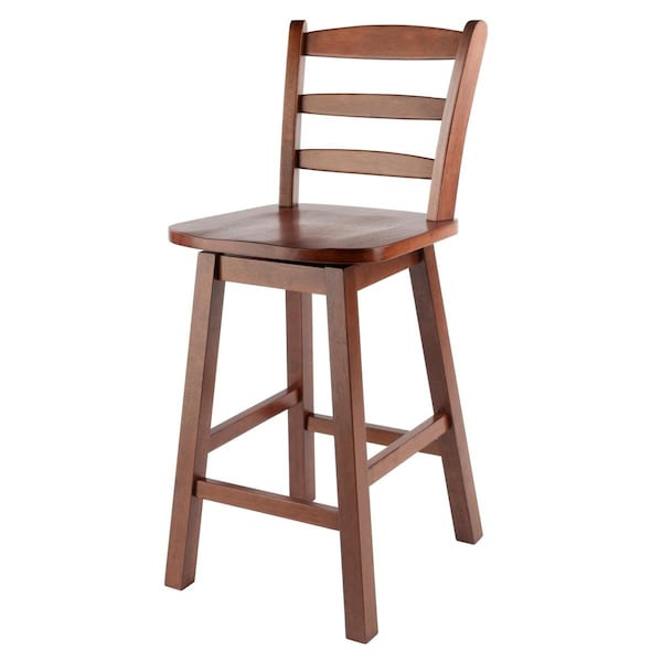 Winsome Trading Scalera Ladder-Back Swivel Seat Counter Stool, Walnut - 94104