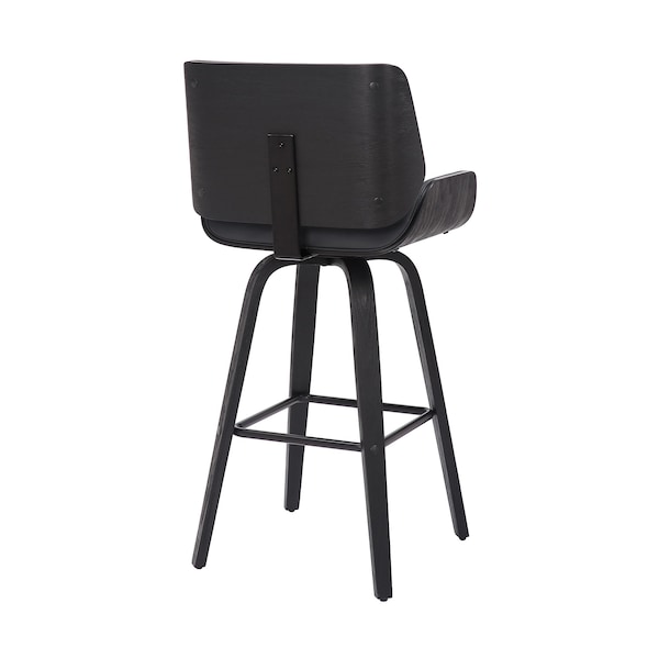 Armen Living Tyler 26" Counter Height Swivel Gray Faux Leather and Black Wood Bar Stool - LCTYBAGRBL26