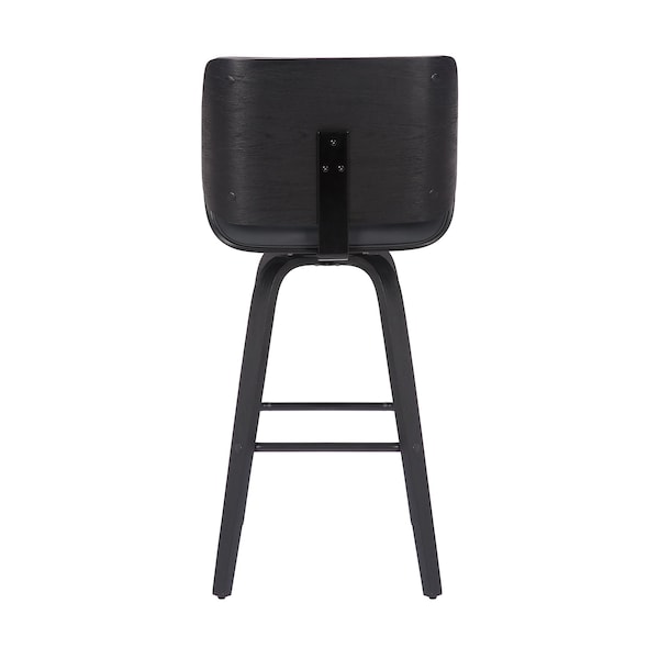Armen Living Tyler 26" Counter Height Swivel Gray Faux Leather and Black Wood Bar Stool - LCTYBAGRBL26