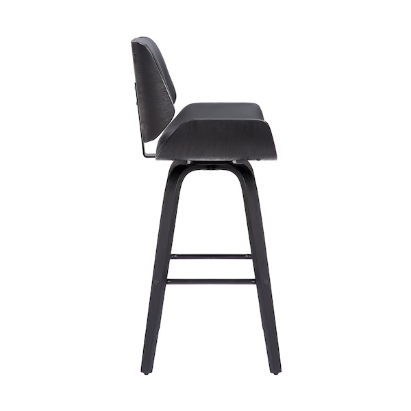 Armen Living Tyler 26" Counter Height Swivel Gray Faux Leather and Black Wood Bar Stool - LCTYBAGRBL26