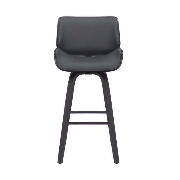 Armen Living Tyler 26" Counter Height Swivel Gray Faux Leather and Black Wood Bar Stool - LCTYBAGRBL26