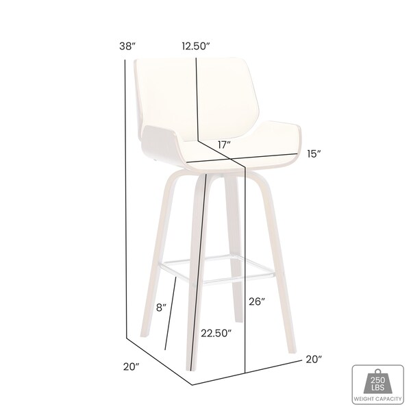 Armen Living Tyler 26" Counter Height Swivel Gray Faux Leather and Black Wood Bar Stool - LCTYBAGRBL26