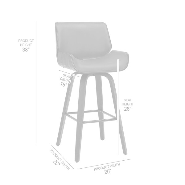 Armen Living Tyler 26" Counter Height Swivel Gray Faux Leather and Black Wood Bar Stool - LCTYBAGRBL26