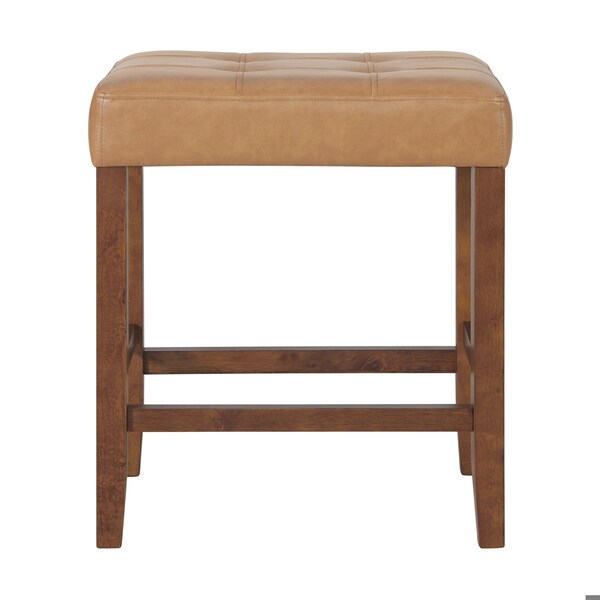 Alaterre Furniture Madison Backless Counter Height Stool True Walnut Finish with Cognac PU - AVMA2120