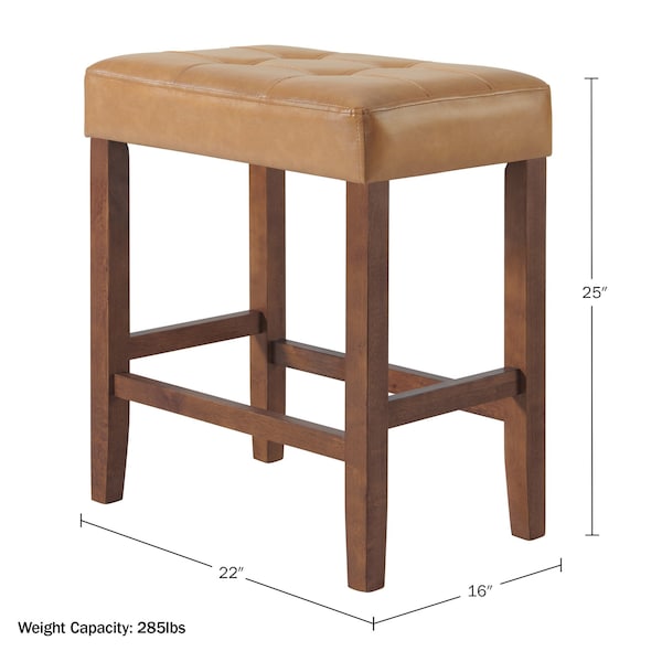 Alaterre Furniture Madison Backless Counter Height Stool True Walnut Finish with Cognac PU - AVMA2120