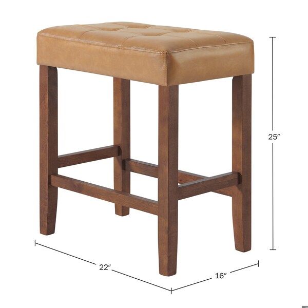Alaterre Furniture Madison Backless Counter Height Stool True Walnut Finish with Cognac PU - AVMA2120