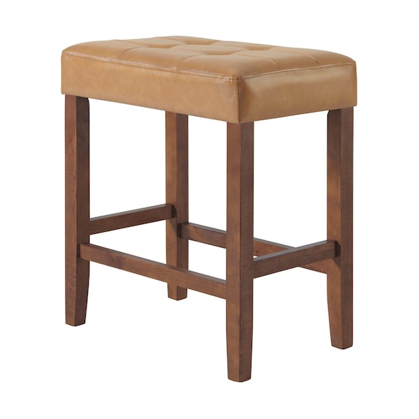 Alaterre Furniture Madison Backless Counter Height Stool True Walnut Finish with Cognac PU - AVMA2120