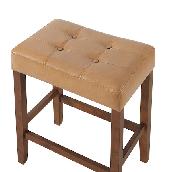 Alaterre Furniture Madison Backless Counter Height Stool True Walnut Finish with Cognac PU - AVMA2120