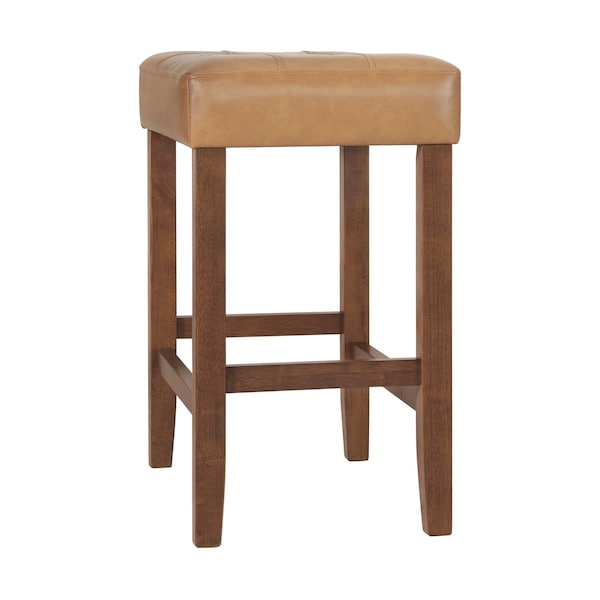 Alaterre Furniture Madison Backless Counter Height Stool True Walnut Finish with Cognac PU - AVMA2120