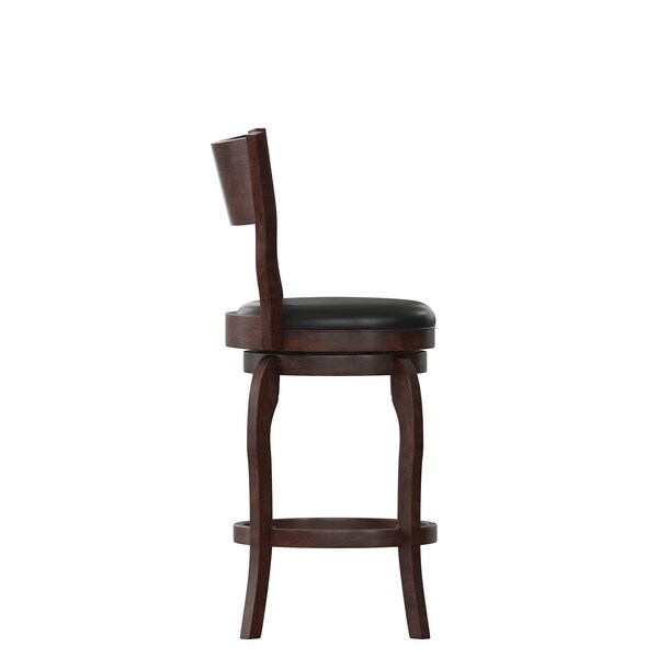 Flash Furniture Nichola Classic Open Back Swivel Counter Pub Stool w/Wood Frame & LeatherSoft Seat, Espresso/Black - ES-NT2-24-ESP-GG