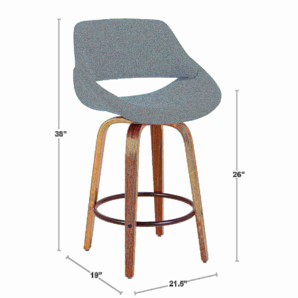 Lumisource Fabrico Counter Stool in Walnut and Blue Noise Fabric, PK 2 - B26-FBCO2X WLBU2