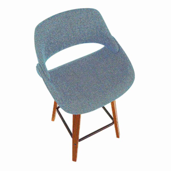 Lumisource Fabrico Counter Stool in Walnut and Blue Noise Fabric, PK 2 - B26-FBCO2X WLBU2