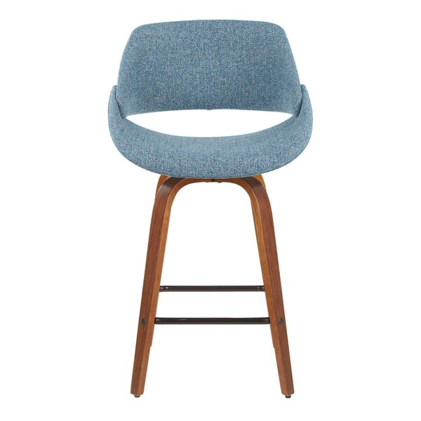 Lumisource Fabrico Counter Stool in Walnut and Blue Noise Fabric, PK 2 - B26-FBCO2X WLBU2