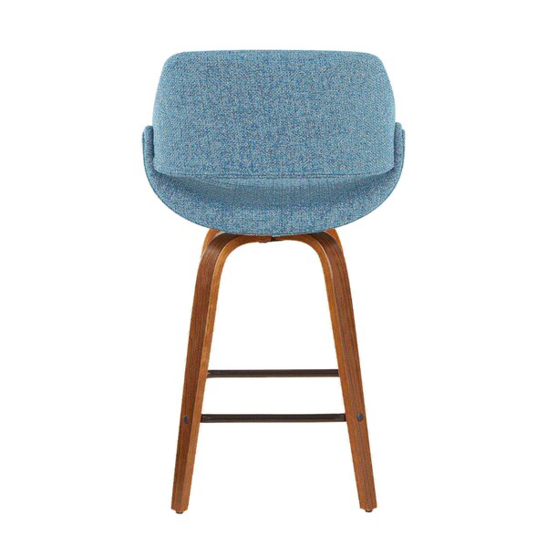 Lumisource Fabrico Counter Stool in Walnut and Blue Noise Fabric, PK 2 - B26-FBCO2X WLBU2