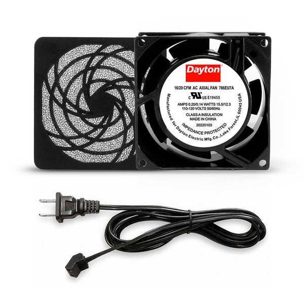 Dayton Square Axial Fan Kit, 120V AC, Cast Aluminum, 3 1/8 in W. - 786EU7