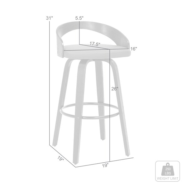 Armen Living Sonia 26" Counter Height Swivel Cream Faux Leather and Walnut Wood Bar Stool - LCSOBACRWA26