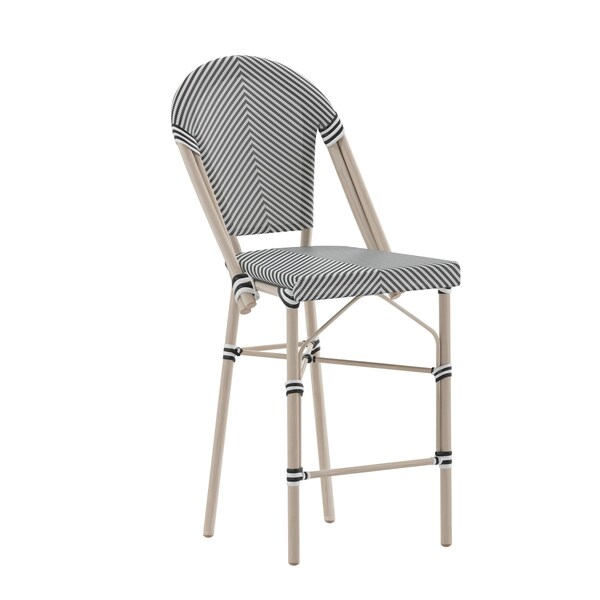 Flash Furniture Marseille Stackable IndoorOutdoor French Bistro 26 Counter Height Stool, BlackWht and Lght Bamboo - SDA-AD642107-CS-BLKWH-LTNAT-GG