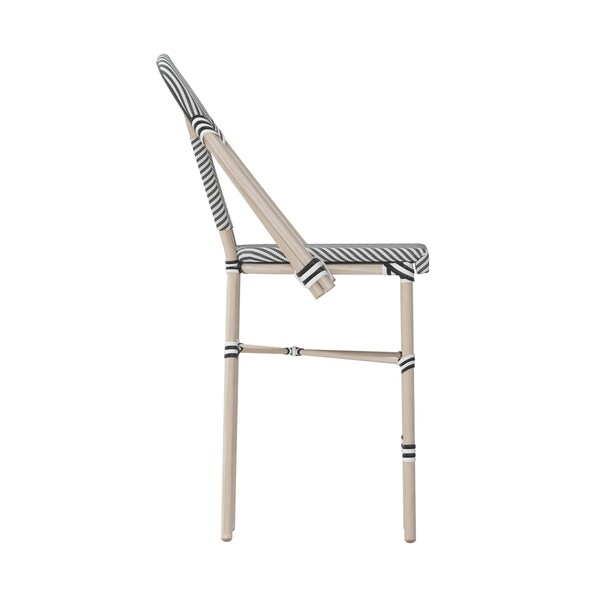 Flash Furniture Marseille Stackable IndoorOutdoor French Bistro 26 Counter Height Stool, BlackWht and Lght Bamboo - SDA-AD642107-CS-BLKWH-LTNAT-GG