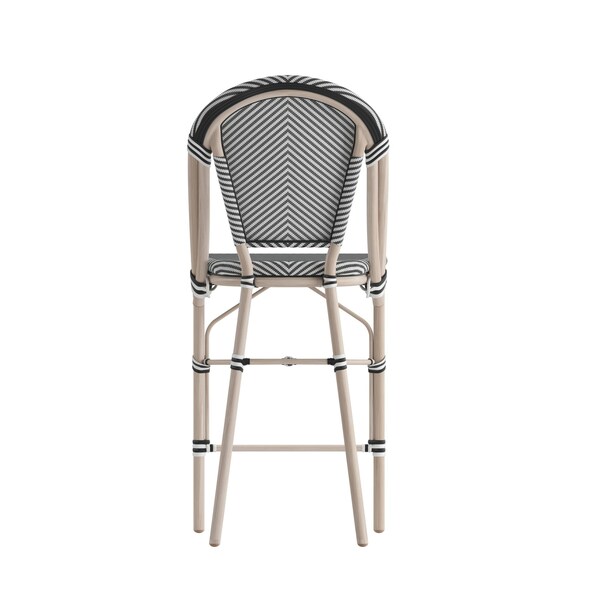 Flash Furniture Marseille Stackable IndoorOutdoor French Bistro 26 Counter Height Stool, BlackWht and Lght Bamboo - SDA-AD642107-CS-BLKWH-LTNAT-GG