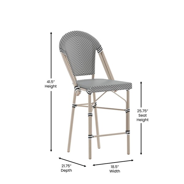 Flash Furniture Marseille Stackable IndoorOutdoor French Bistro 26 Counter Height Stool, BlackWht and Lght Bamboo - SDA-AD642107-CS-BLKWH-LTNAT-GG