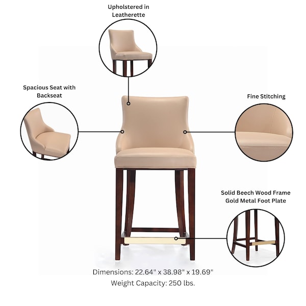 Manhattan Comfort Shubert Counter Stool in Tan - CS016-TN