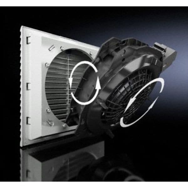 Rittal Wet-Location Square Axial Fan, Square, 24V DC, PBT Plastic, 8 in W. - 3239124